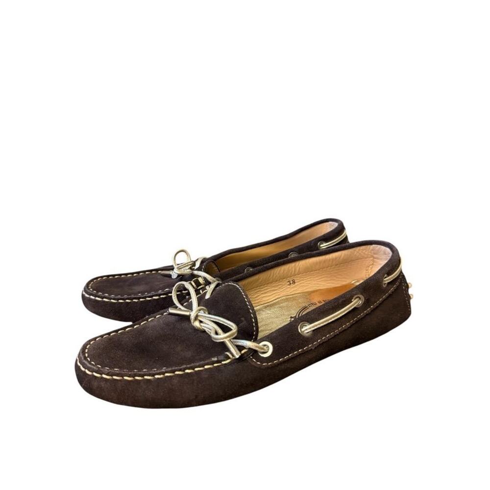Tod's Gommini Moc Toe Driving Loafer Brown Suede Women size 38 US 8 - Picture 2 of 7